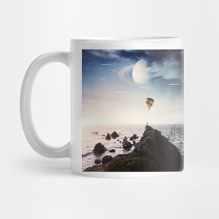 Balloon flying over the sea Mug